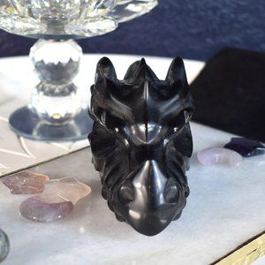 Black Obsidian Dragon Head
